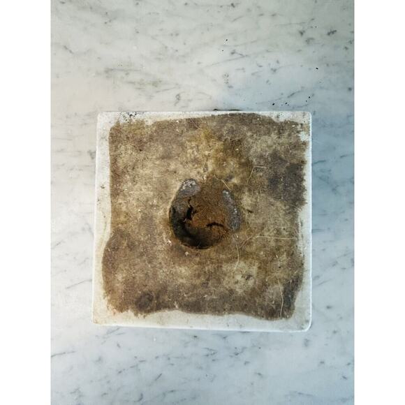 Vintage Brass 7” Compote Marble Pedestal Base Bowl Patina - Picture 6 of 10